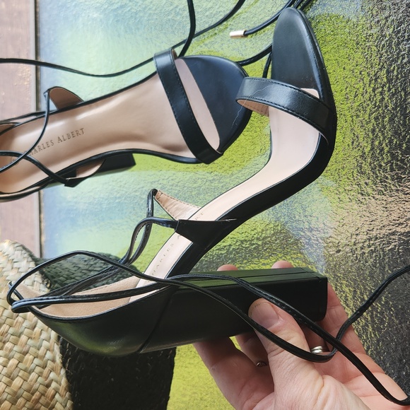 Charles Albert heels ☆ Size 7 ☆ Up the leg Straps ☆ Stilettos ☆ Black  Brand New - Picture 3 of 15